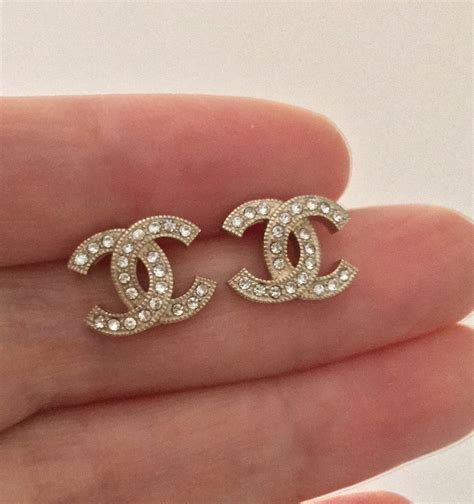 chanel cc crystal stud earrings|chanel cc earrings original.